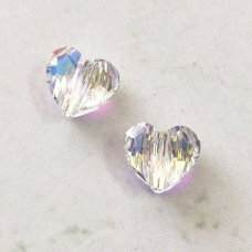 8mm Swarovski Faceted 5751 Heart Bead - Crystal AB