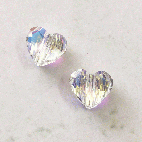 8mm Swarovski Faceted 5751 Heart Bead - Crystal AB
