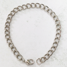 20cm Im Rhodium Silver Plated Steel Bracelet Chain with Clasp