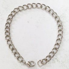 20cm Im Rhodium Silver Plated Steel Bracelet Chain with Clasp - Pack of 2