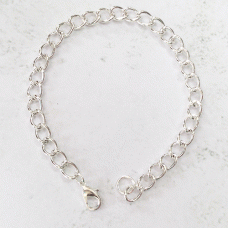 20cm Bright Silver Plated Steel Bracelet Chain with Clasp