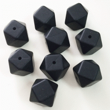 17mm Baby-Safe Silicone Geometric Beads - Black - Pack of 10