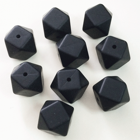 17mm Baby-Safe Silicone Geometric Beads - Black
