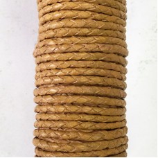 2.5mm Braided 4-Ply Leather Cord - Light Tan