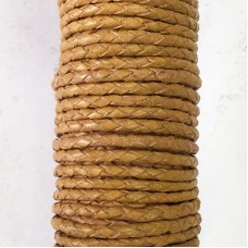 2.5mm Braided 4-Ply Leather Cord - Light Tan - Per metre
