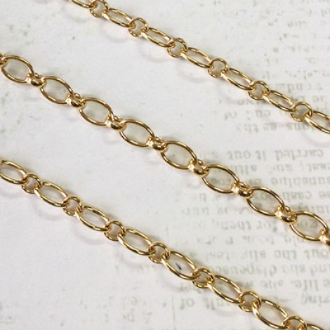 4.57mm diameter Hamilton Gold Plated Long + Short Oval Cable Chain - Per 30cm 4.57mm diameter Hamilton Gold Plated Long + Short Oval Cable Chain - Per 30cm