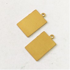 15x10mm 24ga Raw Brass Rectangle Tag with Loop - Pack of 10