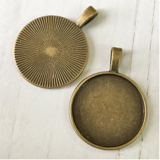 25mm (1 in) ID Round Bezel Pendant Settings - Antique Bronze - Pack of 2