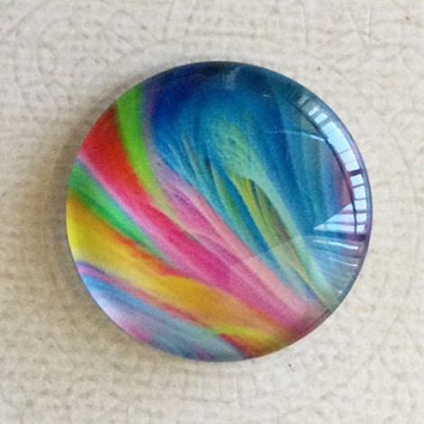 30mm Art Glass Backed Cabochons - Rainbow Swirl - each