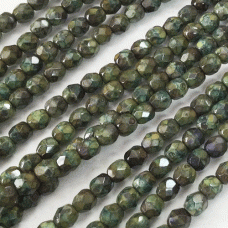 4mm Czech Firepolish Beads - Full-Coat Picasso Goldenrod - Pack of 50