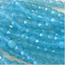 6mm Czech Fire Polish Glass Beads - Crystal-Milky Aquamarine - Pack of 20
