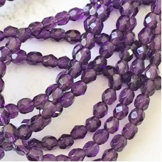 4mm Czech Fire Polished Beads - Tanzanite - Pack of 50