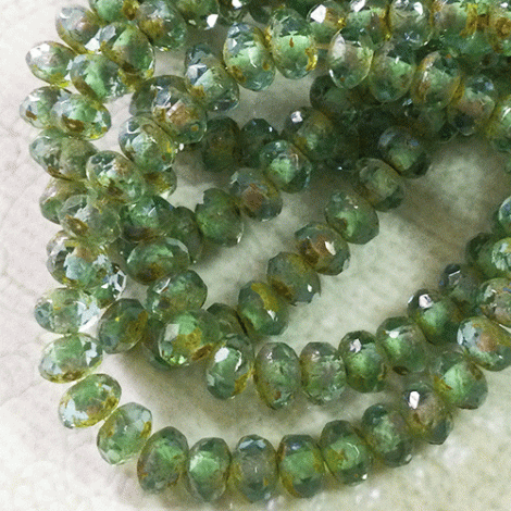 5x3mm Czech Faceted Rondelles - Turquoise Aqua Picasso - Pack of 20