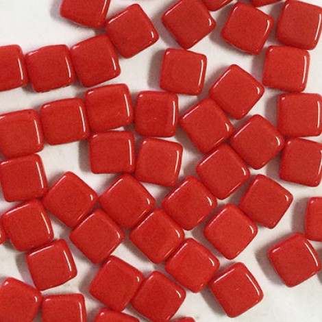 6mm Czech Two Hole Tile Beads - Opaque Red