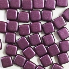 6mm CzechMates 2-Hole Tiles - Pearl Coat Purple Velvet - Pack of 20