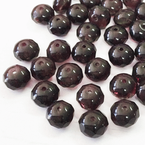 6x9mm Deep Amethyst Czech Firepolish Glass Rondelles - Pack of 10