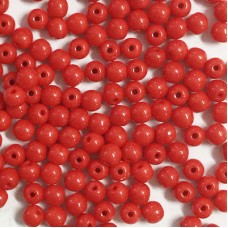 4mm Opaque Red Czech Round Beads - Pack of 100