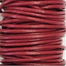 2mm Indian Round Leather Cord - Garnet - 2 metres