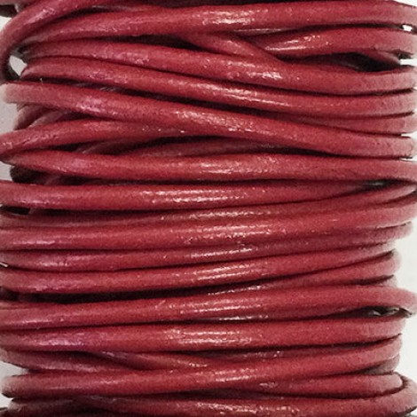 2mm Indian Round Leather Cord - Garnet