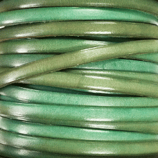 5x2mm Flat Licorice Leather Cord - Distressed Pastel Turquoise - Per metre