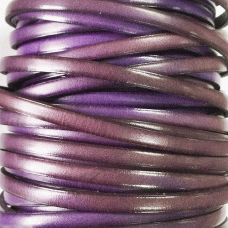 5x1.5mm Flat Licorice Leather Cord - Distressed Violet & Black - Per metre