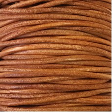 2mm Indian Round Natural Dye Distressed Orange Leather Cord - 22.86m (25yd) Roll