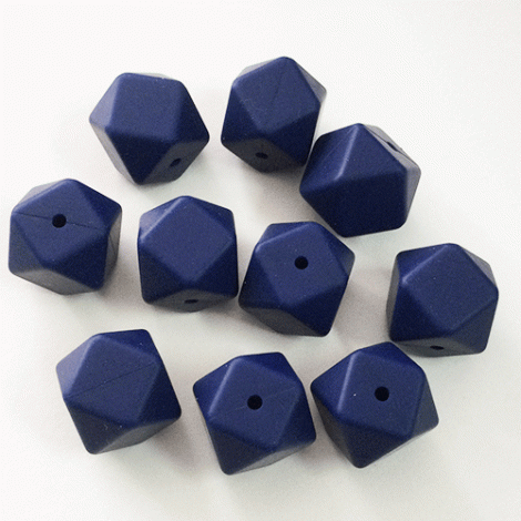 17mm Baby-Safe Silicone Geometric Beads - Navy