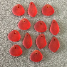 10-15mm Sea Glass Pebble Tiny Drops - Cherry Red - Pack of 12