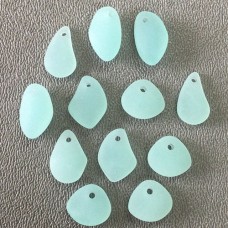 10-15mm Sea Glass Pebble Tiny Drops - Opaque Seafoam - Pack of 12