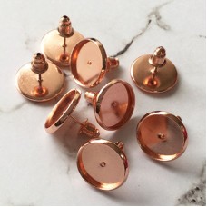 12mm ID Rose Gold Plated Earposts with Clutches