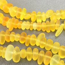 9x6mm Cultured Sea Glass Pebble Beads - Rainbow Desert Gold - Strand