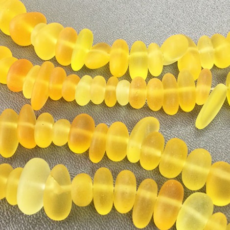 9x6mm Cultured Sea Glass Pebble Beads - Rainbow Desert Gold - Strand