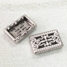 12x17mm 3-Hole Tibetan Silver Lead-free Rectangle Slider - Pack of 10