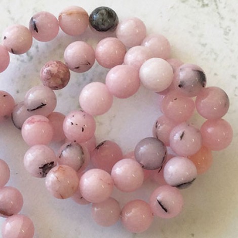6mm Pink Cherry Blossom Jasper Gemstone Beads