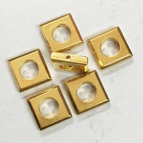 12x3mm TierraCast Round Square Shaped Bead - 22K Gold Plated - Pack of 2 12x3mm TierraCast Round Square Shaped Bead - 22K Gold Plated - Pack of 2