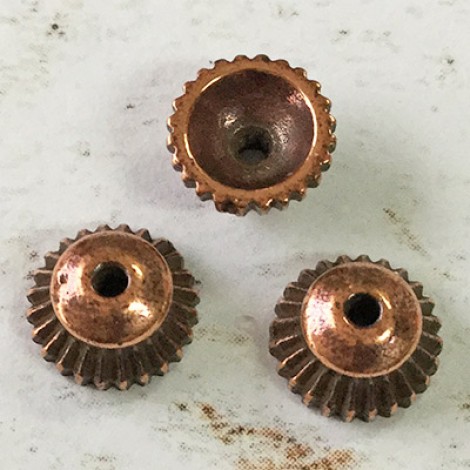 7mm (5mm ID) TierraCast Crown Beadcaps - Antique Copper
