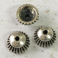 7mm (5mm ID) TierraCast Crown Beadcaps - Antique Silver - Pack of 2