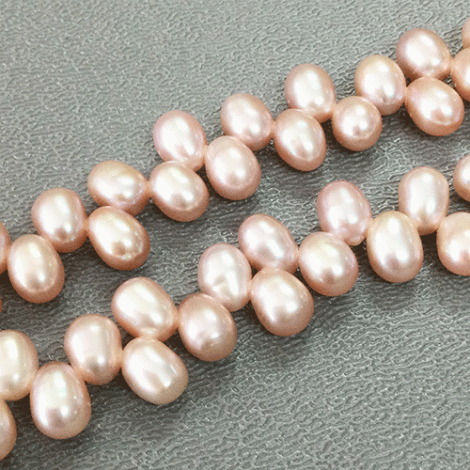 6-7mm Pink Wire Hole Top Drilled Teardrop Freshwater Pearls