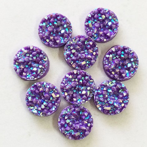 12mm Purple Natural Ore Style Druzy Resin Cabochons