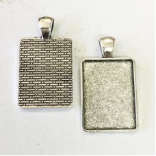 24x18mm ID Antique Silver Plated Rectangle Pendant Bezel Setting