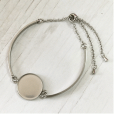 304 Stainless Steel Bracelet with 20mm ID Round Cab Setting + Sliding Bead Closure