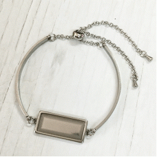 304 Stainless Steel Bracelet with 10x25mm ID Rectangle Cab Setting & Smart Bead Adjustable Size