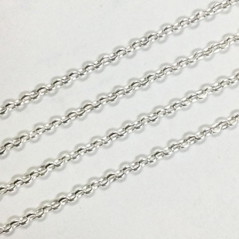 2.5mm Silver Plated 316 High Quality Stainless Steel Flat Oval Cable Chain - 2 metres