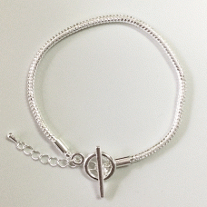 20cm Silver Plated Snake Bracelet w/Toggle Clasp & Extension Chain - Each