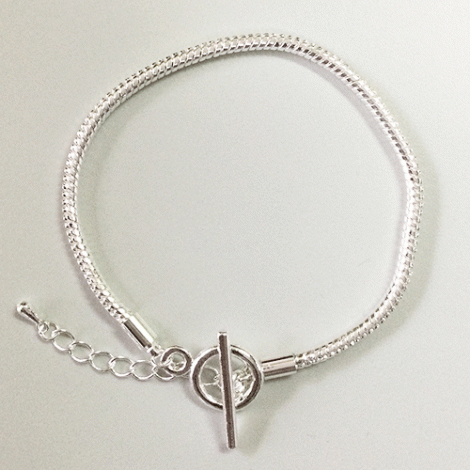 20cm Silver Plated Snake Bracelet w/Toggle Clasp & Extension Chain