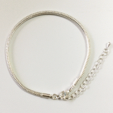 8.25" (3mm diam) Snake Chain Silver Plated Bracelet