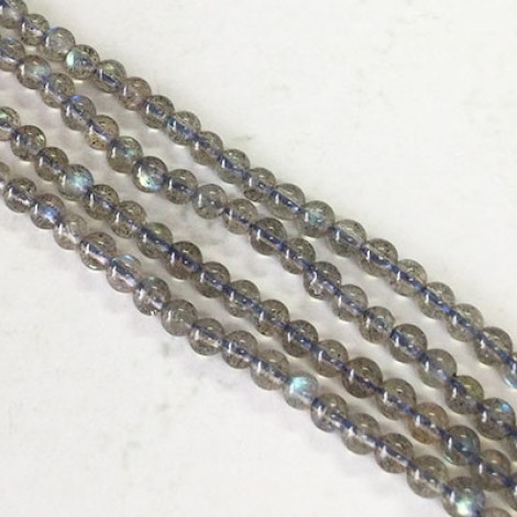 3mm A Grade Labradorite Round Gemstone Beads - 15.5in Strand