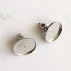 12mm ID 304 Stainless Steel Straight Edge Cab Setting Earring Stud Posts w-Clutches - Pack of 4 pair