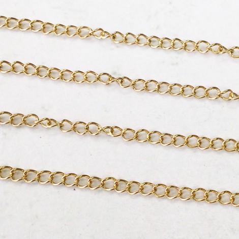 2.5mm 18Kt Gold Plated 316 High Quality Stainless Steel Curb Chain - Per 2 metres