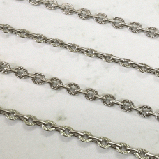 2.5mm Silver Plated 316 High Quality Textured Stainless Steel Flat Oval Cable Chain - 2 metres